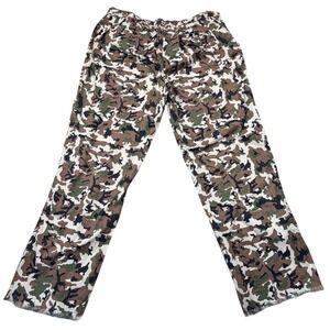 Seed to Style Organic Cotton Camo Cargo Pants Womens 1X‎ Green Brown Frayed Hem